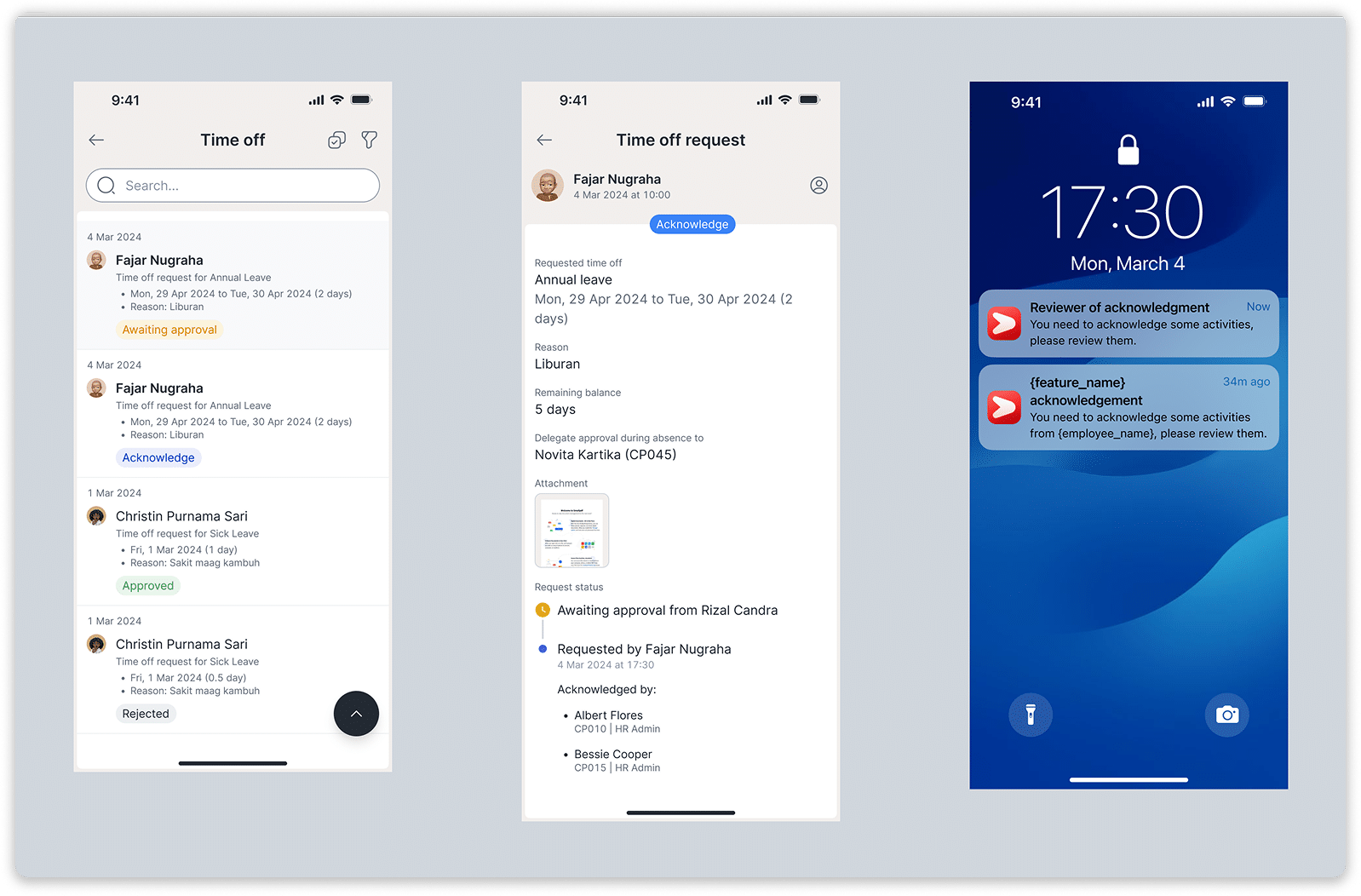 Acknowledgment Notification Mobile